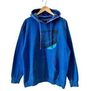 Troy Lee Designs Men’s Blue Racing Hoodie with Logo Size Large
